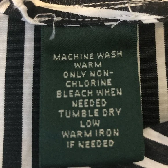 LAUREN RALPH LAUREN Striped Button-Down Shirt Black White 100% Cotton Size: 16 W - Picture 5 of 16